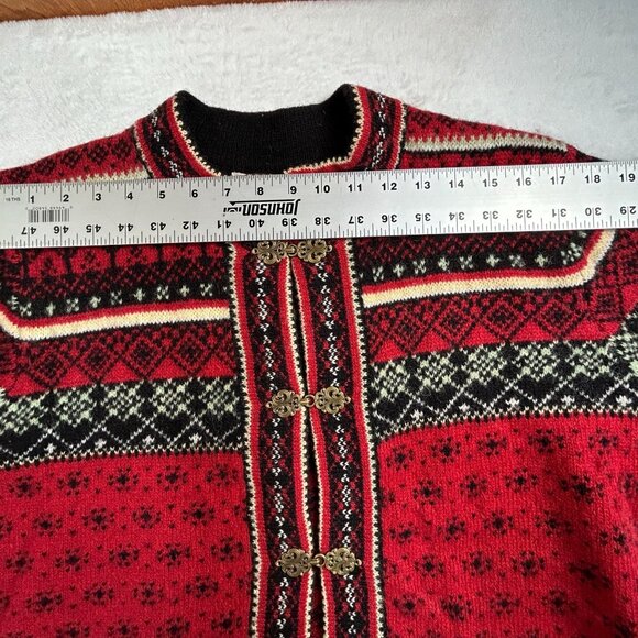 Vintage Carroll Reed Womens Wool Fair Isle Knit Metal Clasp Cardigan Sweater XL - Picture 5 of 8